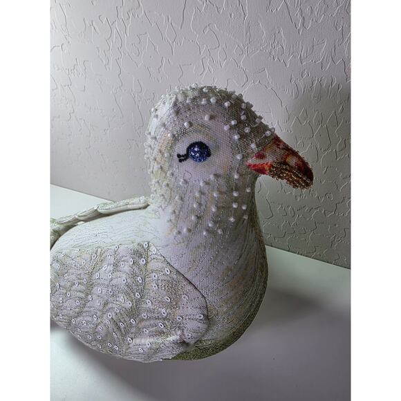 NEW John Derian Dove Sparkling Beaded Target 15"x 8" Plush Pillow NWT - Picture 2 of 10